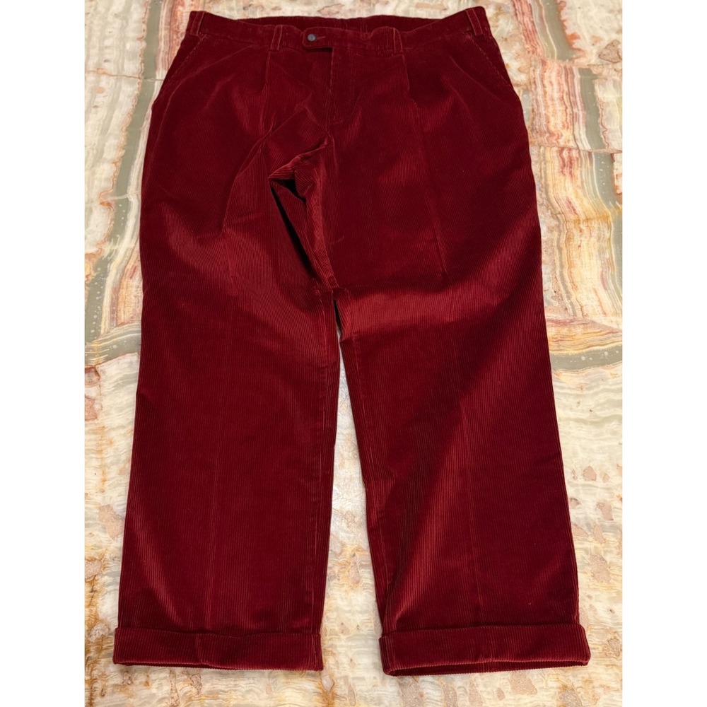 Vintage Barbour Mens‎ Corduroy Pants Pleated Burgundy Straight Leg Size 40